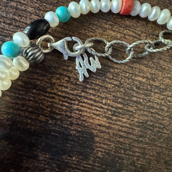 Vintage Carolyn Pollack Pearl Necklace Red Coral Turquoise American West 24" - Picture 8 of 14